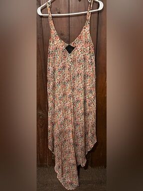 Forever 21 Ladies L Peach Floral Asymmetrical Maxi Dress